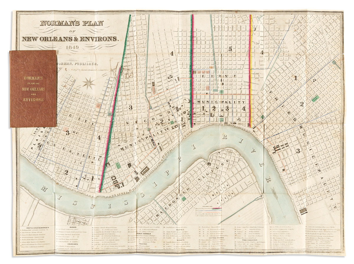 (NEW ORLEANS.) Benjamin Moore Norman. Normans Plan of New Orleans & Environs.